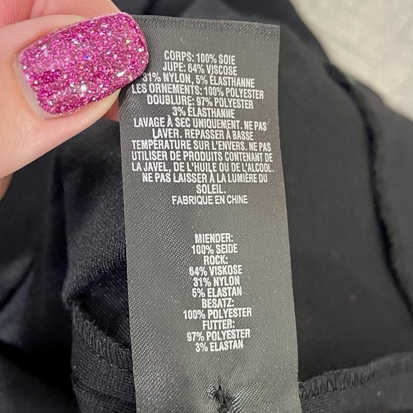 Ted Baker London Black Silk & Rhinestone Elate Midi Sheath Dress 3 Medium - Picture 14 of 15